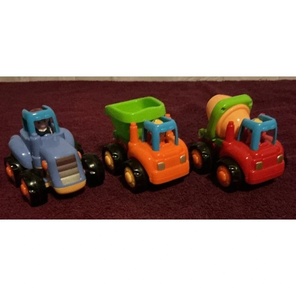 Huile 3 Pcs Friction Powered  Push and Go Trucks Construction And Tractor Cars